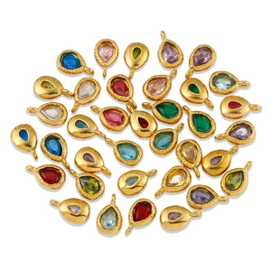 Colorful teardrop birthstone pendants with 18K gold-plated stainless steel frames