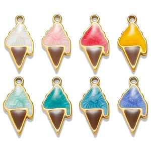 Lot de 8 pendentifs cornet de glace colorés en acier 304L pour la création de bijoux DIY