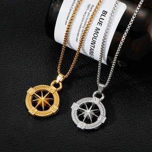 Collana da uomo bussola vichinga con pendenti a stella oro e argento su catena box