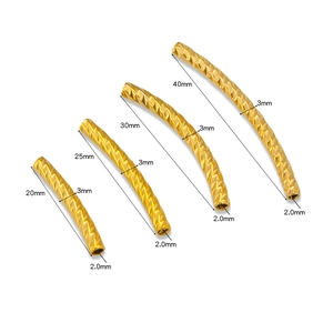 Diamond cut 18K gold plated stainless steel curved spacer tubes for DIY jewelry making