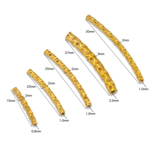 18K gold plated stainless steel textured tubes in various sizes for DIY jewelry making
