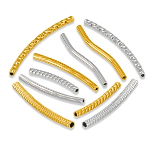 Tubi distanziatori curvi placcati in oro 18K e argento per gioielli fai da te