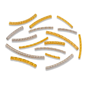 Polished 18K gold and silver stainless steel curved tube beads for DIY jewelry making