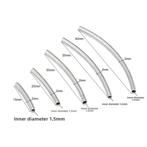 DIY curved stainless steel tube beads in various lengths for handmade jewelry making
