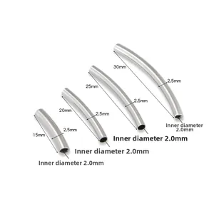 DIY stainless steel curved tube beads in 15mm to 30mm lengths for jewelry making