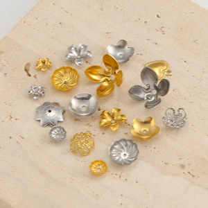 Calottes à fleurs en métal plaqué or et argent 18K pour création de bijoux DIY sur pierre