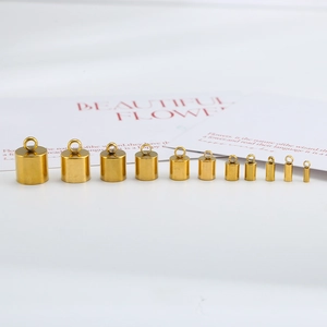 Multiple sizes of 18K gold plated stainless steel cord end caps with loops for DIY jewelry