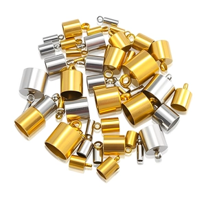 Various sizes of gold and silver stainless steel cord ends for DIY jewelry making