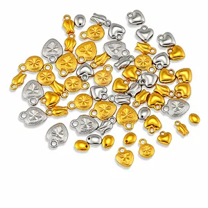 DIY stainless steel gold and silver pendants in heart and tulip shapes for jewelry making