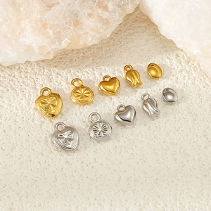 DIY jewelry charms in gold and silver steel heart and tulip shapes for necklace making
