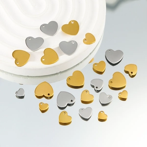 Polished stainless steel heart pendants in gold and silver for DIY jewelry making