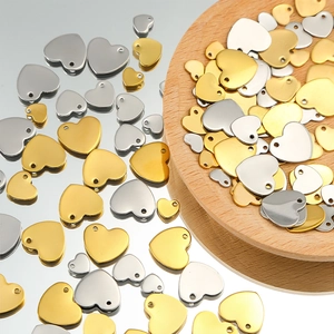 Stainless Steel Heart Pendants For DIY Jewelry Making Gold Silver Polished Metal Charms For Bracelet Necklace Crafting