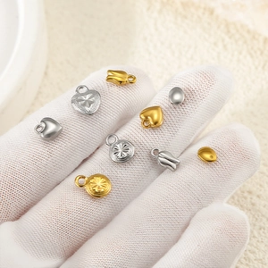 Polished stainless steel heart and flower pendants for DIY jewelry making in gold and silver