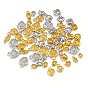 DIY stainless steel gold and silver heart tulip pendants set for necklace jewelry making