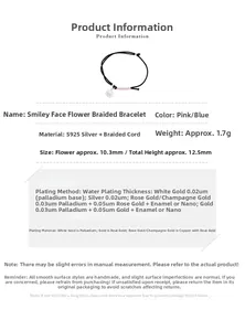 Detail showing S925 silver sunflower woven bracelet with dimensions and 1.7g weight info