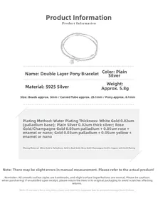 Detailed S925 silver double-layer bracelet specs with 8.1mm horse charm size