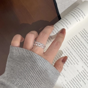 Bagues minimalistes en argent sterling S925 irrégulières de style empilé