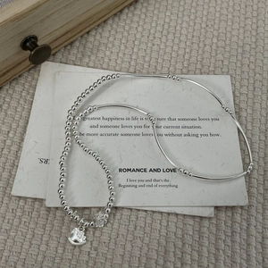 Minimalist S925 sterling silver double-layer bracelet with horse and flower charms