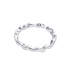 Bague ouverte en argent sterling S925 avec texture irrégulière et effet métal liquide