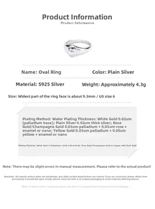 Dettagli dell'anello ovale in argento S925 con larghezza 9,3mm e peso di 4,3g
