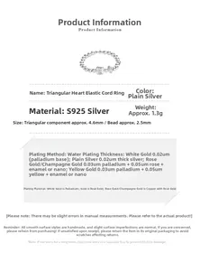 Technical specs for S925 sterling silver beaded heart ring showing size and weight details