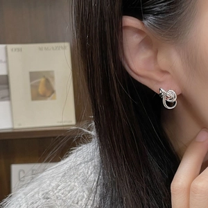 Minimalist S925 sterling silver multi-loop intertwined stud earrings for women