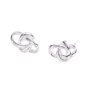 Minimalist S925 sterling silver knot stud earrings with elegant twisted rope design