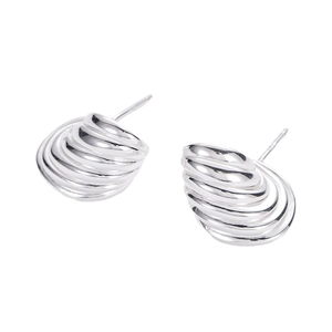Boucles d'oreilles conque en argent sterling S925 avec texture côtelée en spirale