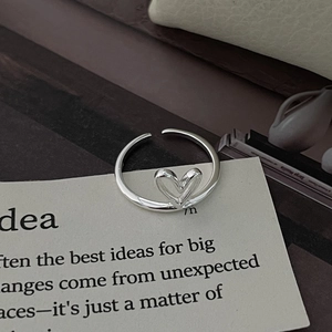 Detailed view of an S925 sterling silver hollow heart ring on an elegant gift background