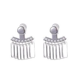 Boucles d'oreilles minimalistes en argent S925 en forme d'éventail avec pompons géométriques