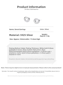 Detaillierte Größenangaben für S925 Sterlingsilber Donut Ohrstecker, Maße 9,8x11,2mm