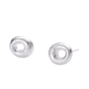 Boucles d'oreilles donut en argent sterling S925 avec finition texture lave moderne