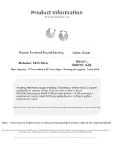 Detailed size chart for S925 sterling silver brushed hoop earrings with dimensions