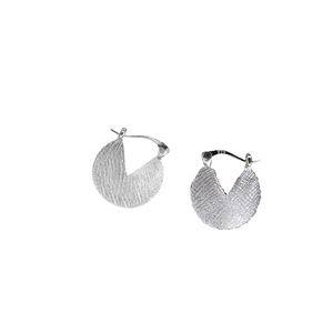 Minimalist S925 sterling silver hoop earrings with a brushed matte circular texture