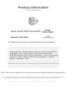 Spécifications détaillées de taille pour la bague ajustable en argent S925