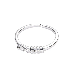 Bague ouverte en argent sterling S925 avec nœud minimaliste au fini poli pour femme