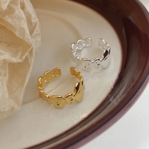 Anelli aperti in argento sterling S925 con design a onde irregolari nei colori oro e argento