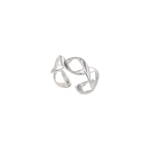 Minimalist 925 sterling silver intertwined double line open ring with polished finish