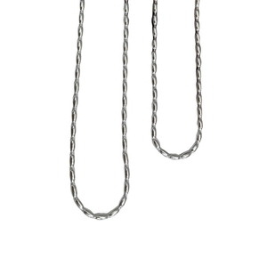 Polished S925 sterling silver rice bead necklace with oval tube links for layering