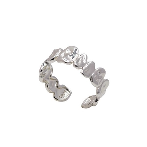 Minimalistische S925 sterling zilveren onregelmatige golfring met verstelbare band