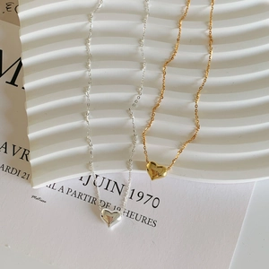 Colliers avec pendentif cœur en argent sterling S925 minimalistes en or et argent