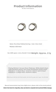 Detailed spec sheet showing 6.6mm wide S925 sterling silver oval hoop earrings dimensions