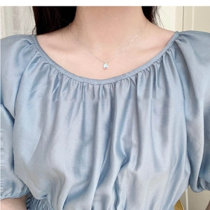 Minimalist 925 sterling silver water drop necklace with iridescent opal pendant