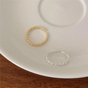 Anelli minimalisti in argento sterling 925 oro e argento con design a corda intrecciata regolabile