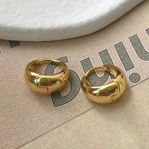 Polished minimalist 925 sterling silver hoop earrings with high-shine gold finish