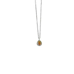 Elegant 925 sterling silver water drop necklace with pink resin pendant for women