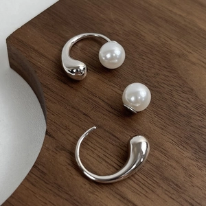 Minimalist 925 Sterling Silver Artificial Pearl Stud Earrings For Women Elegant C Shape Water Drop Gold Silver Plated Korean Jewelry