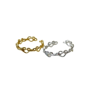 Minimalist 925 sterling silver heart link open rings in gold and silver finish