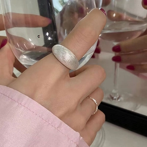 Minimalist 925 Sterling Silver Ring Matte Brushed Wide Band Geometric Round Dome Ring For Women Korean Style Fashion Jewelry