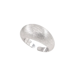Minimalist S925 sterling silver ring with brushed matte texture and open adjustable band